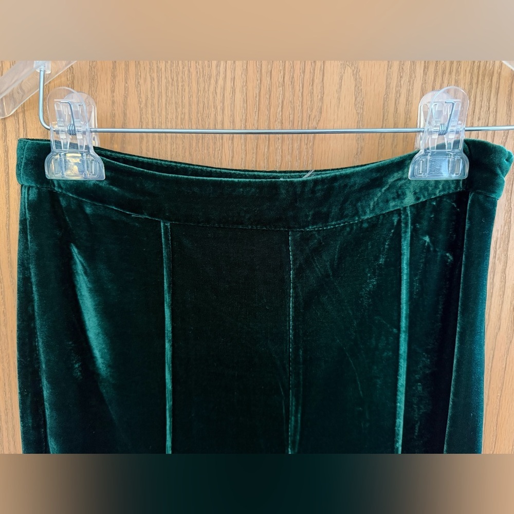 A. CALIN EUC Vintage-Inspired Green Velvet Wide-Leg Flare High Rise Pants Size S - Picture 4 of 11